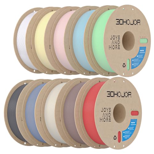 Image of 3DHoJor Matte PLA 3D Printer Filament Bundle,10KG PLA Matte Filament 1.75mm, 3D Filament Multicolor, 1KG Spool, 10 Pack,Black+White+Grey+Blue+Light Khaki+Pink+Yellow+Fire Engine red+Brown+Mint Green