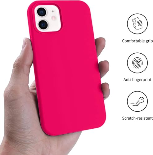 Image of Premium Liquid Silicone Case for iPhone 12 & 12 Pro - Slim Full Body Protective Back Cover with Soft Microfiber Lining, Anti-Slip Grip Scratch Resistant Phone Case(Neo Pink)