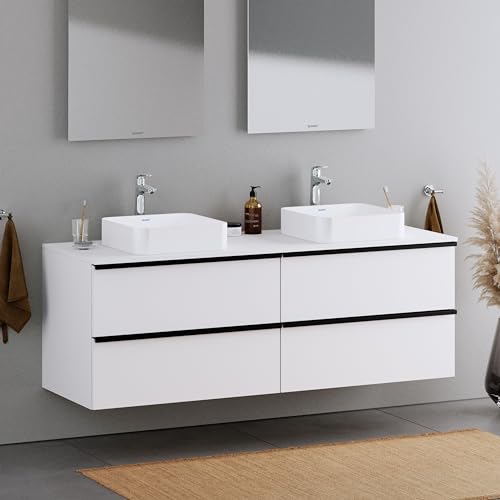 Duravit Badmöbel Unterschrank 160cm DuraPoint hängend für Aufsatzwaschbecken in Weiß glänzend Waschtischunterschrank mit 4 Schubladen, vormontiert