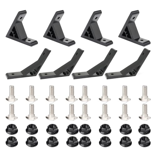 Image of 4Pcs 45deg, 4Pcs 135deg 2020 Aluminum Extrusion T Slot Angle Bracket 20 Series Extruded Hardware 45 Degree Joint Corner Connector for 45 135 Degree 20 /20 80 20 2040 Black Aluminum Profile