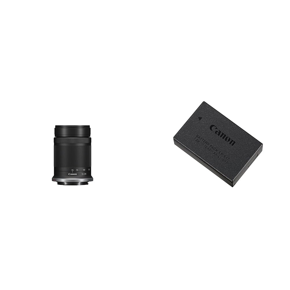 Canon RF-S 55-210 mm F5-7,1 is STM​ Objectif stabilisé pour Appareil Photo Canon RF APS-C, Noir & Batterie LP-E17 Officiel pour EOS RP EOS M6 Mark II EOS 850D
