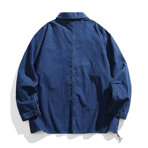 Men Japanese Harajuku Streetwear Loose Casual Denim Suit Blazers Cargo Jacket Jean Outwear4