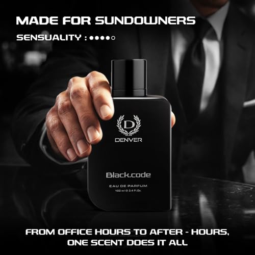 Image of DENVER Black Code Perfume For Men - 100 ML | Fougere Aromatic, Woody | Long Lasting Fragrance | Eau De Parfum