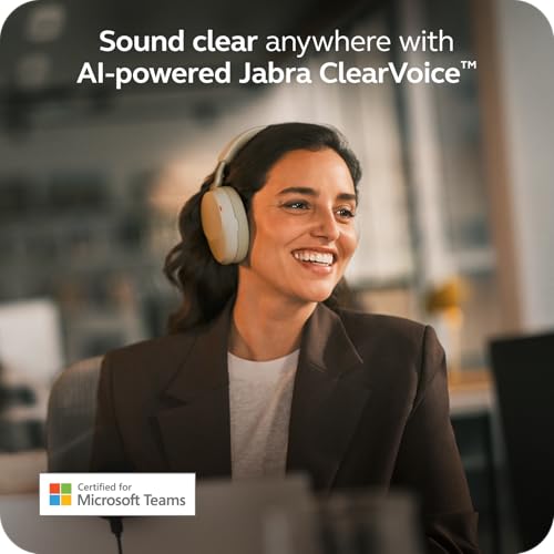 Image of Jabra Evolve3 85 Over-Ear Wireless Bluetooth Headset with Microphone, USB-C, AI Voice Call Technology, Adaptive Active Noise Cancellation, 25-Hour Battery, Microsoft Teams Certified, Warm Gray