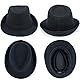 Klassischer Fedora-Hut für Herren, Filz, Manhattan-Gangster-Trilby mit Band, Unisex, strukturierter Trilby-Fedora-Hut (Größe: S), Schwarz2, MEDIUM