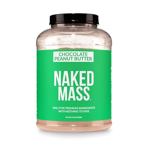 NAKED Vegan Mass - Chocolate Peanut Butter - 1 290 Calories Nothing Artificial All Natural Chocolate PB Weight Gainer Protein Powder Non-GMO Soy & Gluten Free - 8LB Bulk - 11 Servings