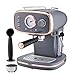 Cooks Professional 15-Bar Retro Espresso Coffee Machine with Frothing Steam Wand, Built-In Temperature Gauge, 1.2L Water Tank & Stainless Steel Drip Tray | Grey & Copper