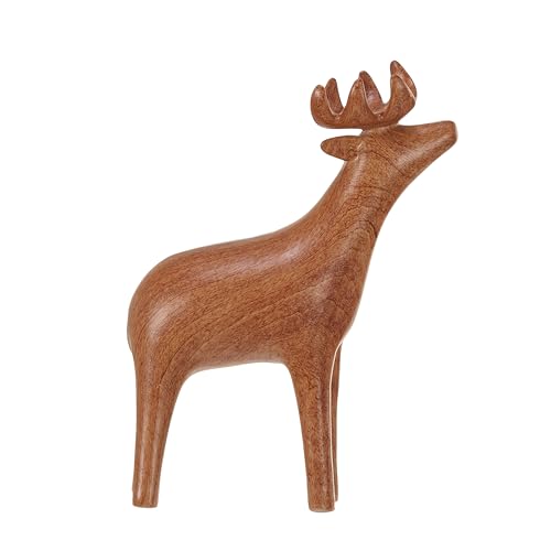 Creative Co-Op Stoneware Standing Deer Decor with Wood Finish, Brown