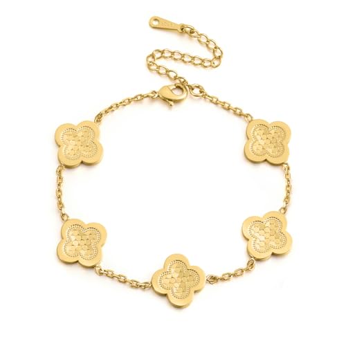 18K Gold-Plated Clover Bracelet for Women,Adjustable lucky Bracelet Jewelry Gift-Hypoallergenic Charm for Birthdays,Fashion Simplicity,Surprise for a Friend.