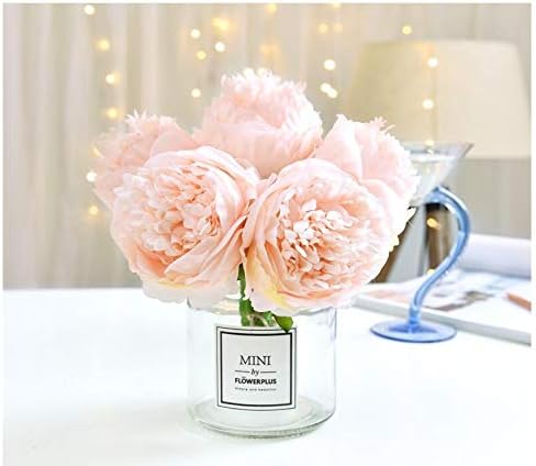 DWE Artificial Peony Flowers, 5 Heads Silk Peony Plastic Fake Flowers Bridal Bouquet for Christmas Wedding Party Home Ddecoration - Image 5