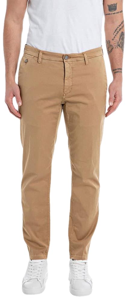 Replay Herren Chino Benni Regular-Fit mit Stretch, Havana 325 (Beige), 36W / 32L