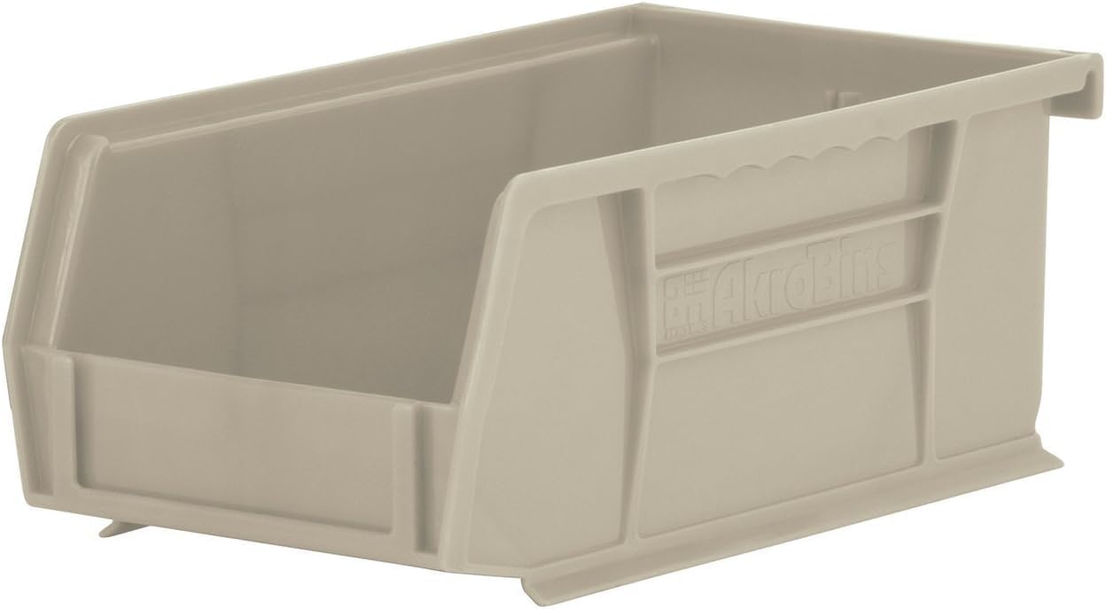 Akro-Mils 30220 Stackable Storage Bins, 7x4x3 in, Stone (24-Pack)