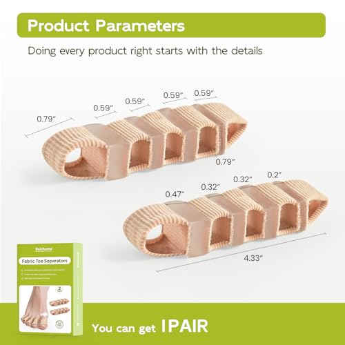 Bukihome Toe Separators with Fabric Lining - Silicone Toe Spacers Bunion Correctors for Overlapping Toe - Breathable Toe Corrector for Women Men - Toe Straightener Relieve Foot Pain - 2Pcs