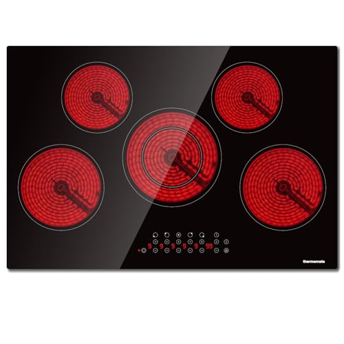 ThermoMate CHTB775 Placa de Vitrocerámica de Integrada, Vitrocerámica negra 77 cm, vitrocerámica...