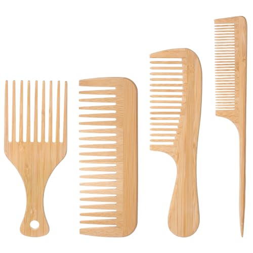 Set de 4 Peines de Madera para Cabello y Barba miniatura 1