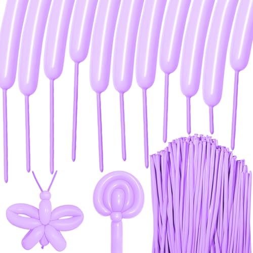 Image of 100Pcs Pastel Purple 260 Balloons, Long Balloon for Tying Balloon Arch, Long Skinny Balloons for Twisting Ballons Animal balloons Birthday Party Wedding Festival Decorations