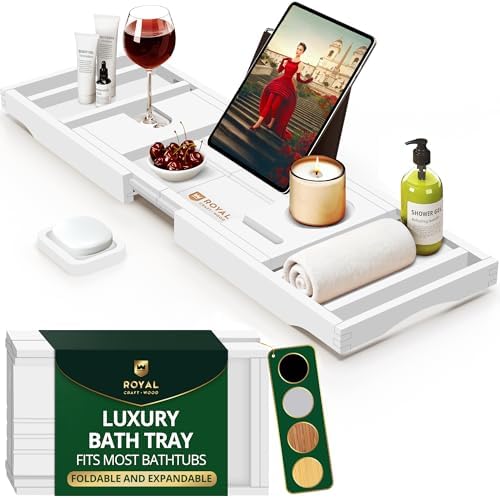 ROYAL CRAFT WOOD Premium Foldable Bathtub Tray Caddy - W...