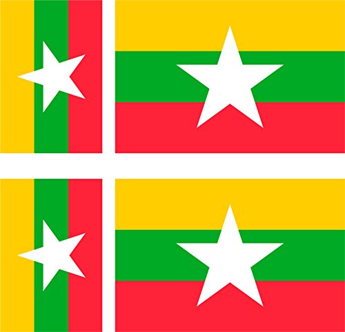 SAFIRMES 6 x Autocollants Vinyle Sticker Voiture Moto Valise PC Portable Drapeau Birmanie