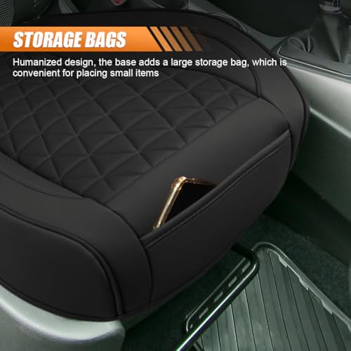 Image of 2PCS Luxury Faux Leather Car Seat Cover, Car Seats Cushion, Black
