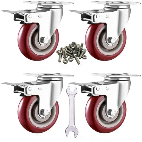 3'' Heavy Duty Casters, Load 500lbs, Lockable Bearing Caster...