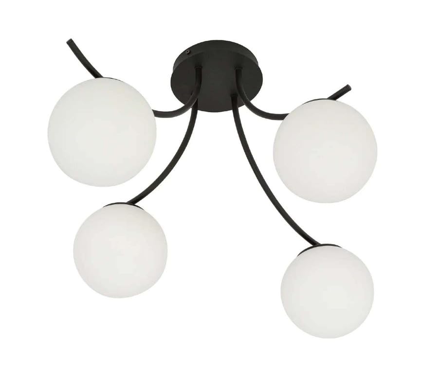 Image of Chandni Decor Ceiling lamp, Black /Opal, 4-Bulb and (Pack of 1)