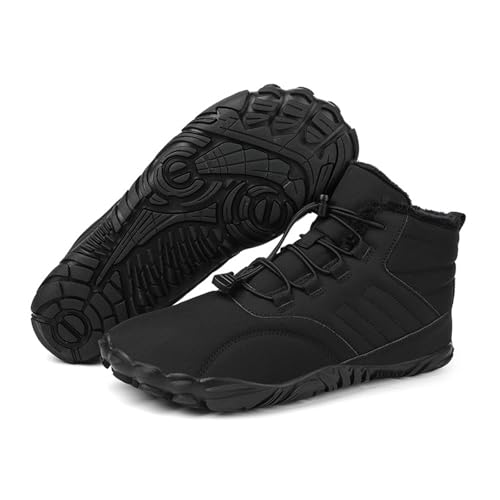 Image of Men's Women's Winter Barefoot Hiking Boots, Slip On Warm Zero Drop Snow Boots, Wide Toe Box Booties, Waterproof Shoes Sneakers Hike Shoes for Hiking Walking Outdoor Unisex