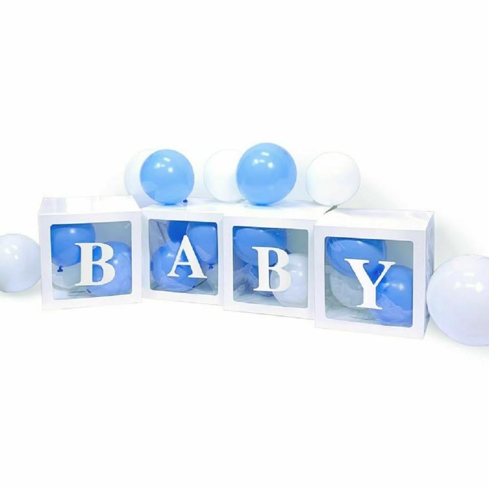 Party Crave "Everything For Baby's Party:4 Box, 25 Multicolor Pastel Balloons & 4 Cork Lights" |Decoration Item| Celebrate All Moments In Style-A Bundle Of Joy| Complete Baby Party Kit (White)