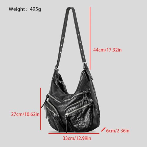 Womens Soft Vegan Leather Shoulder Bag Large Vintage Tote Purse Multi Pocket Y2k Crossbody Handbag Messenger Satchel4