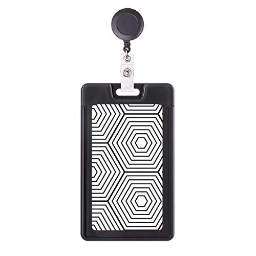 Porte-badge rétractable anti-perte de carte avec motif hexagonal artistique robuste