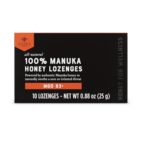 Image of Nate's Manuka Honey Lozenges - 10-Count Blister Pack | MGO 83+ - Soothing Throat Lozenges with New Zealand Manuka Honey for Natural Immune Support