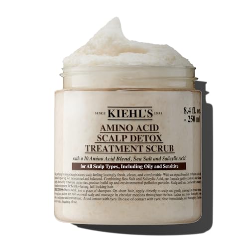 Kiehl’s Amino Acid Scalp Scrub Detox Treatment, Gentle Detoxifying & Exfoliating Scalp Scrub, Salicylic Acid & Sea Salt, Paraben-Free, Sulfate-Free and Silicone-Free, For All Scalp Types – 8.4 fl oz