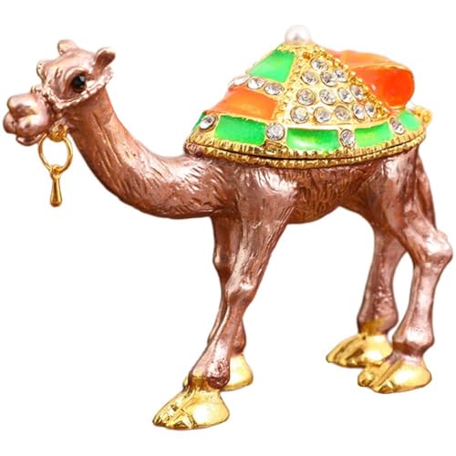 Boîte à bijoux chameau émaillée pour bagues et colliers
