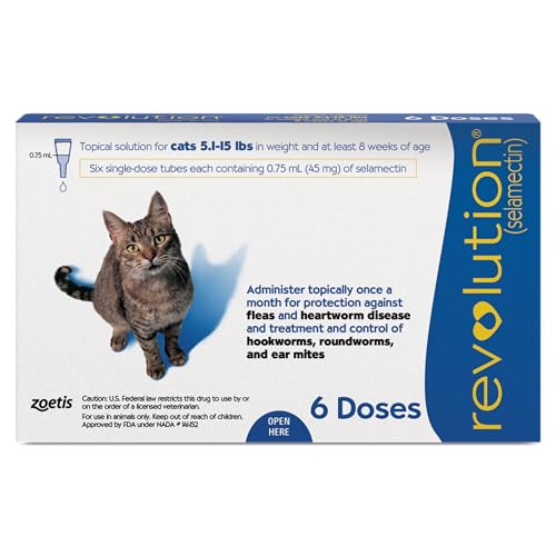 Revolution (selamectin) Topical Solution for Cats, 5.1-15 lbs (Blue), 6 Tubes