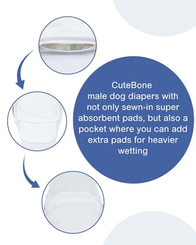 Image of CuteBone Dog Diapers Male 4 Pack Puppy Wraps Reusable Doggie Belly Bands for Male Dogs Small Medium Large
