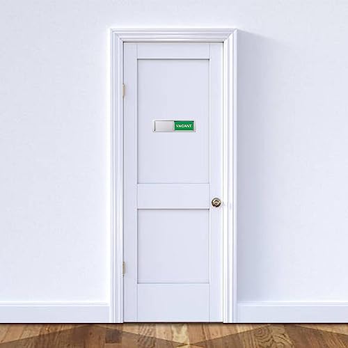 Image of Vacant In Use Door Sign for Home Office Restroom Conference Hotels Hospital, Vacant Occupied Slider Door Indicator Tells Whether Room Vacant or In Use, 7'' x 2'' - Silver