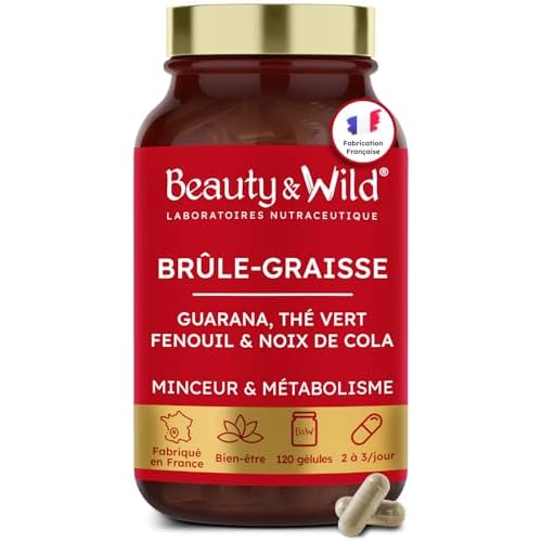Brûleur de Graisse Naturel Puissant – Guarana, Thé Vert, Noix de Cola, Fibres d’Acacia & Fenouil – 120 Gélules – Complément Minceur Détox & Drainage – Fabriqué en France