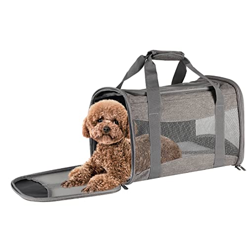 Cat Carrying Case - Pet Carrier Airline Approved, Protable And Breathable Pet Travel Carrier Removable Fleece Pad, Collapsible Cat Carrier Dog Carrier For Medium Cats Small Cats Dogs (M Grey) #TOP7