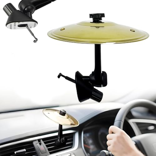 Mini Car Cymbal Air Vent Mini Car Drum Crash Cymbal Car Symbol Drum Air Vent Funny Musical Instruments Gadget for Drummer Music Lovers Gift-Gold