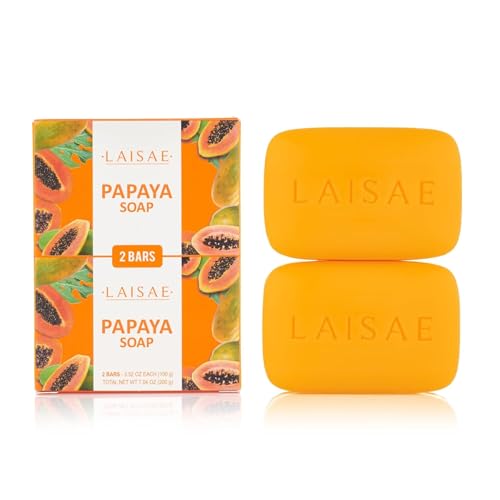 LAISAE Papaya Exfoliating Soap, Hydrating Face Moisturizer with Niacinamide, Shea Butter and Aloe...