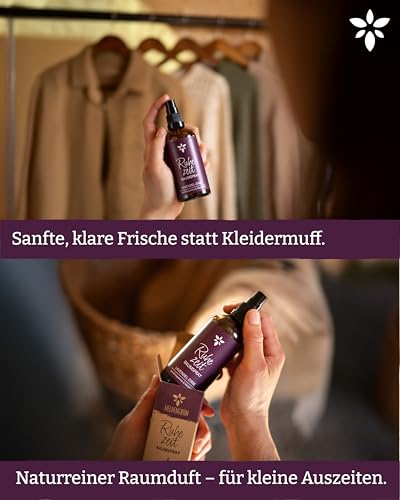 Heldengrün® Kissenspray zum Einschlafen 'Ruhezeit' [ECHTE BIO-ÖLE] Dermatologisch getestet - Kopfkissenspray mit Bio-Lavendel & Zirbe - Schlafwohl Kissenpray