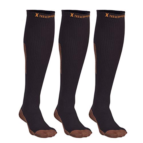 New Deal Thx4COPPER Knee High Compression Socks (15-20mmHg) for Men &Women, Guaranteed Copper Infused Stockings Guard for Running, Athletic, Shin Splint, Nursing, Travel-3 Pairs (S/M)