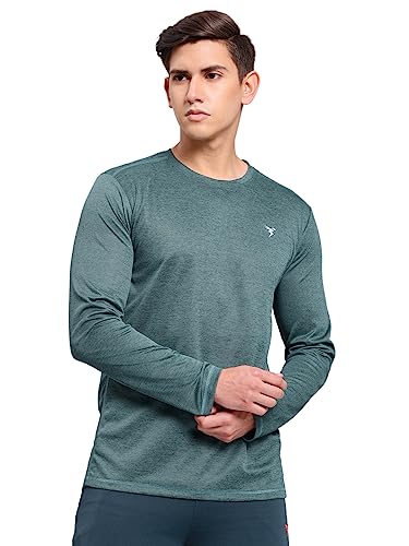 Image of TECHNOSPORT Men's Slim Fit Full Sleeve Round Neck T-Shirt, Double Cool Quick Dry Moisture Wicking Stretchable Sports Gym and Casual Wear