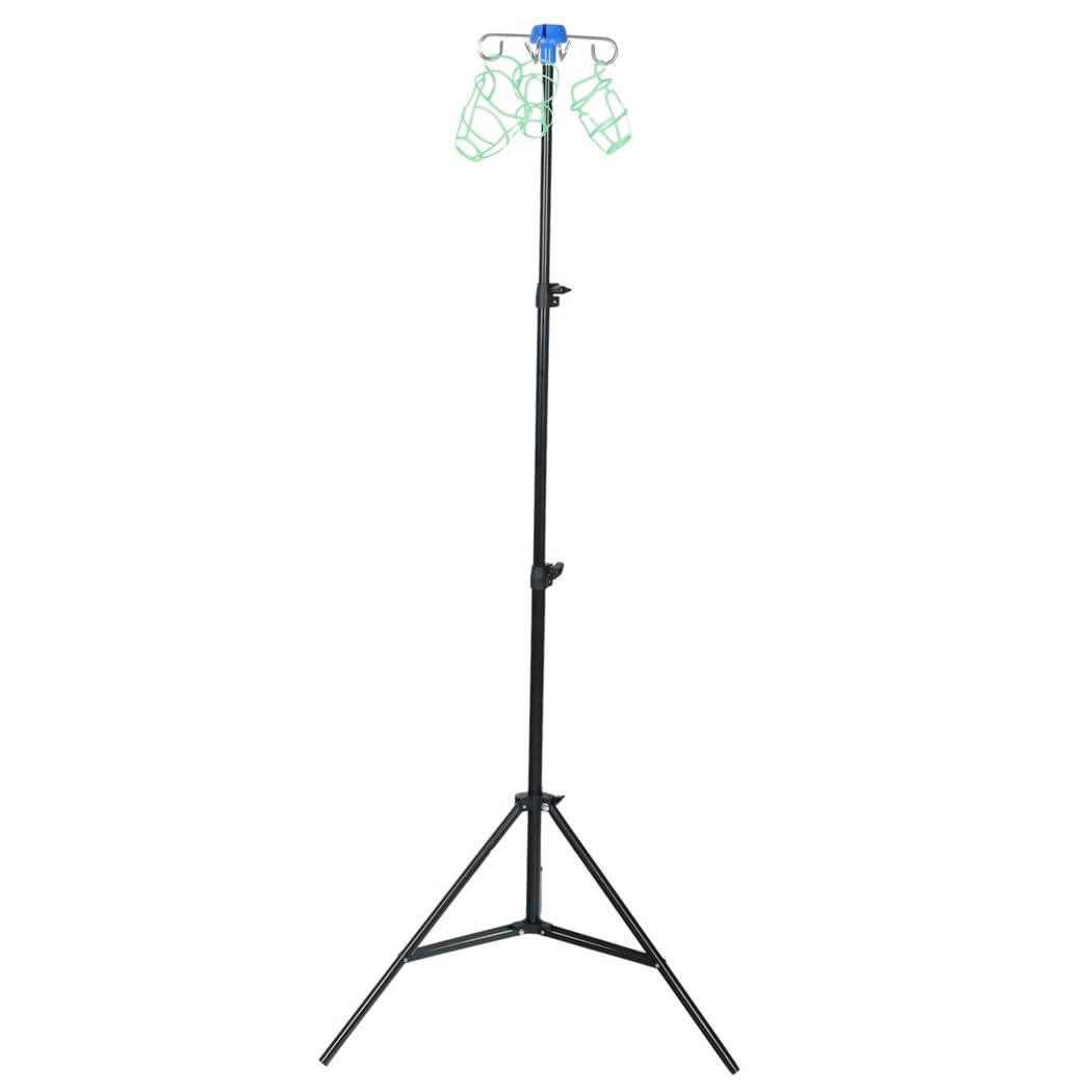 Tragbarer Infusionsständer,IV-Ständer für Infusionen Verstellbare IV Pole mit 4 Haken & 3 Netzbeuteln,Zusammenklappbar aus Aluminiumlegierung