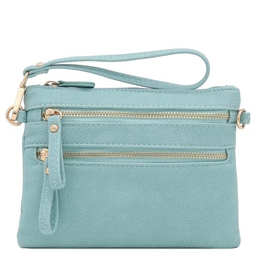 Image of FashionPuzzle Multi Zipper Pocket Small Wristlet Crossbody Bag
