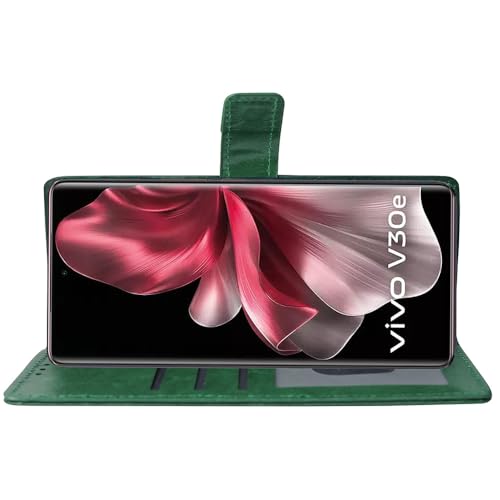 Image of Amazon Brand- Solimo Flip for Vivo V30e 5G (Leather Green)