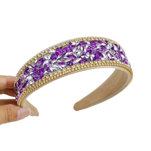 Cutewing Rhinestone Wide Headband Sparkly,Fancy Purple Hairband