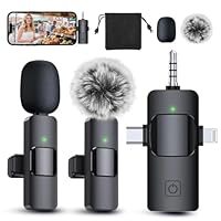 BAILIXIN 3 in 1 Professional Wireless Lavalier Microphone for iPhone, Android, Camera, Wireless Microphones, Mini Microphone, Crystal Clear Sound Quality for Recording, Live Streaming, YouTube, TikTok