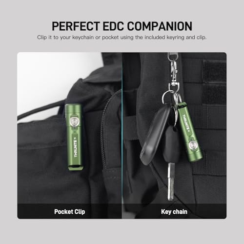 Image of ThruNite Ti Keychain Flashlight, USB-C Rechargeable Mini Flashlight, 650 Lumens with Magnetic Tailcap, IPX-6 Waterproof EDC Pocket Light for Camping, Everyday Carry (Dark Green)