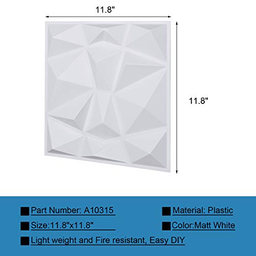 Art3d 33 Stuks PVC Wandpanelen Mat Wit 3D Diamant Geweven Muurpanelen Pvc-muurpaneel voor Binnenlandse Muurdecoratie… - Image 3