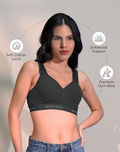 Image of BODYSIZE Women's Everyday Wear Wire Free Padded Sports Bra SF-28 (Heavily Padded, Gym, Yoga Bra) | Everyday Wear, Sweat Absorbent, Soft Cotton Fabric for Ultimate Comfort (B Cup)